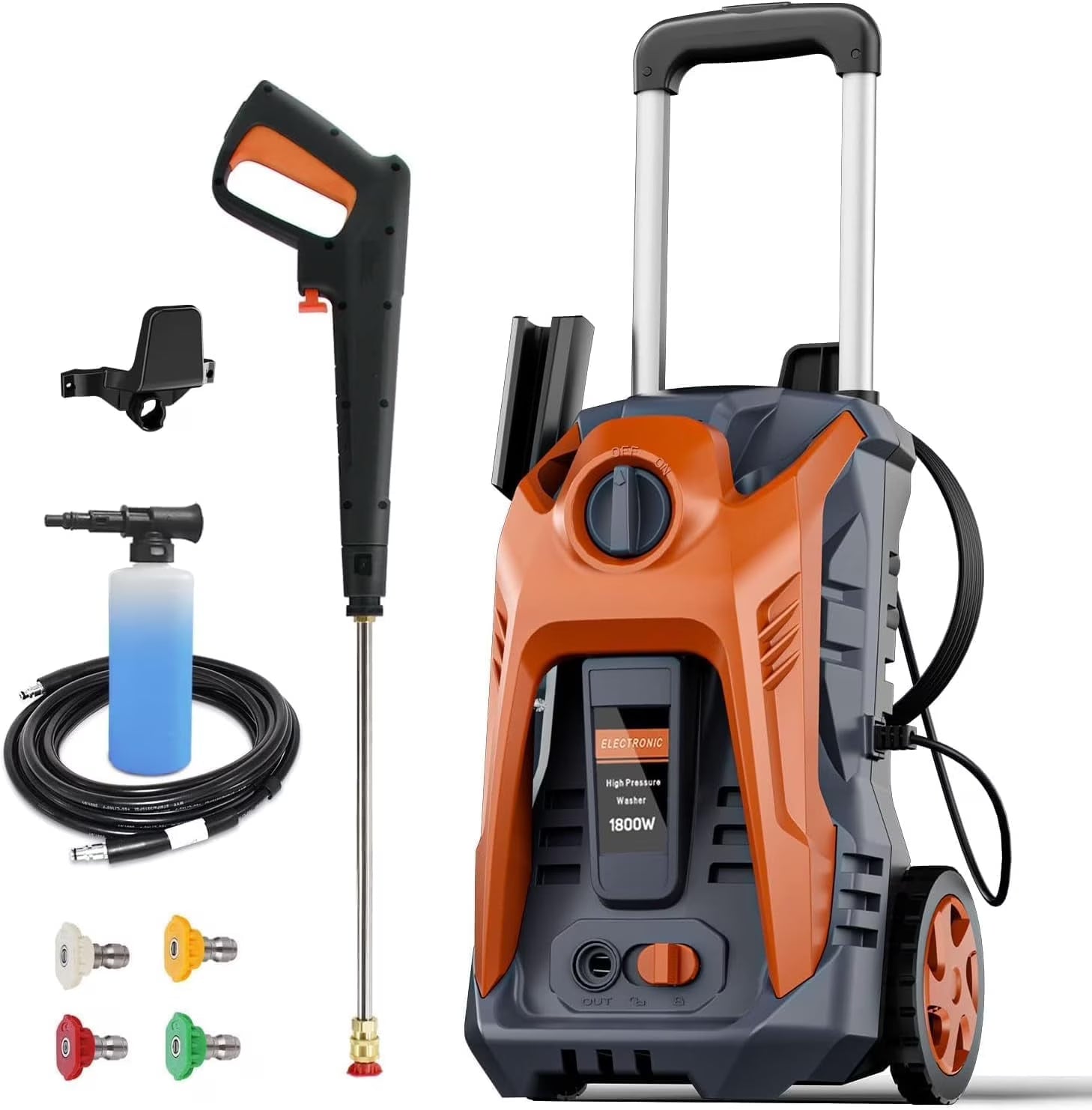 Electric Pressure Washer 4800PSI-Max 2.9GPM Pressure Washer with 25 Foot Hose, 16.4 Foot Power Cord, Soap Tank Car Wash Machine Blue Ideal Cleaning for Patio