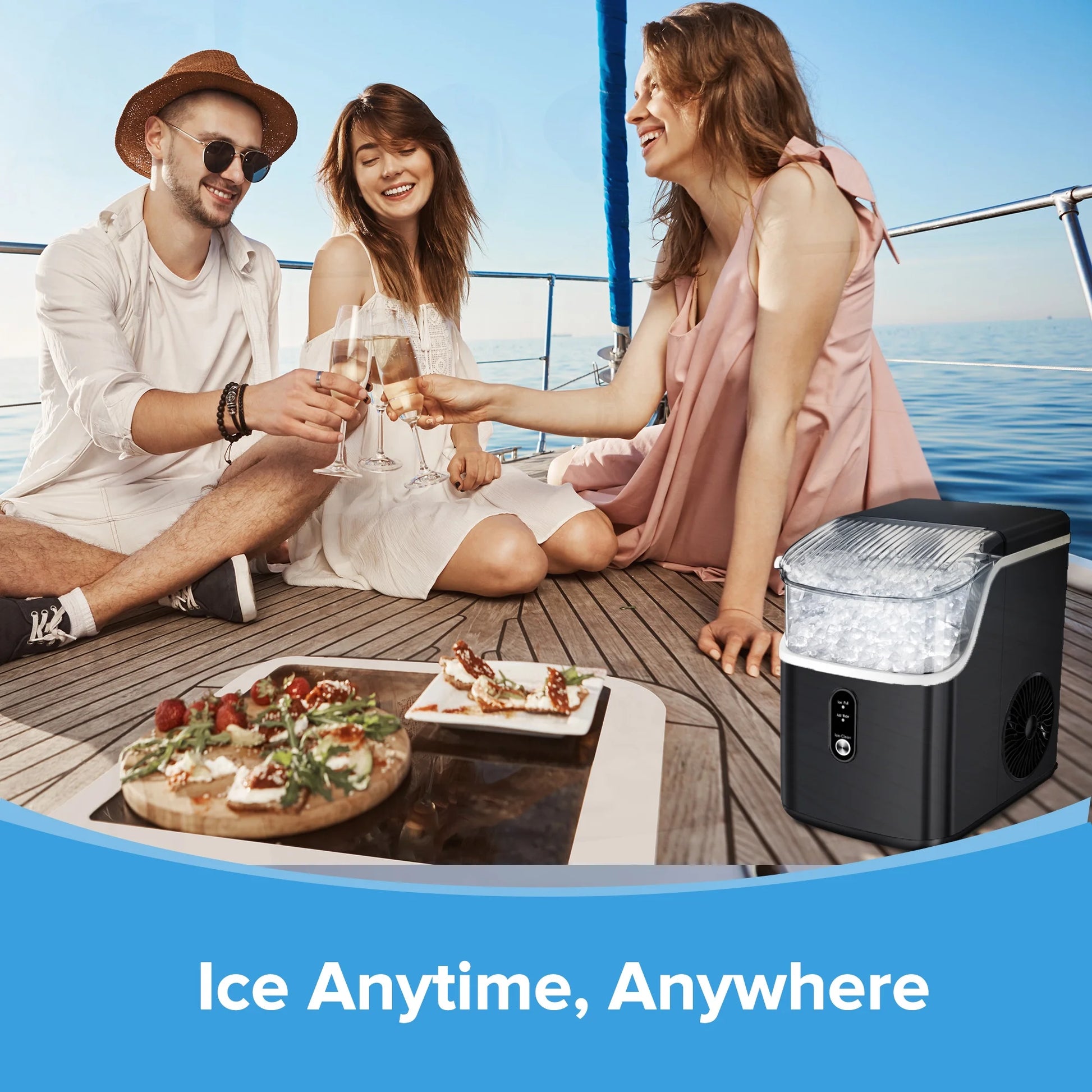 Auseo Nugget Ice Maker Countertop, Pebble Ice Maker Machine with 35lbs/24H Soft Ice, Self-Cleaning, for Home/Kitchen/Office (Black)