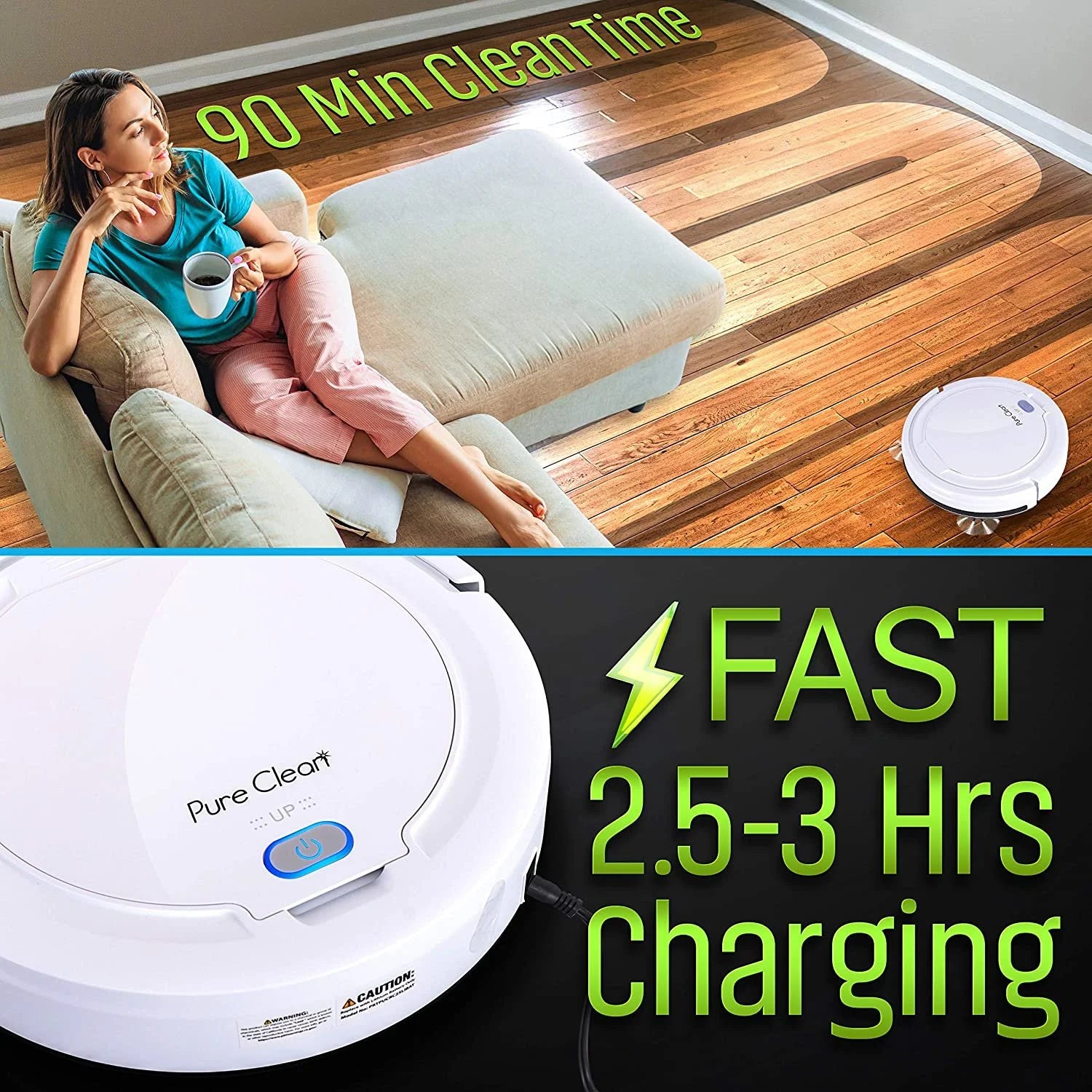Pure Clean PUCRC25PLUS - Pure Clean Smart Vacuum Cleaner - Automatic Robot Cleaning Vacuum