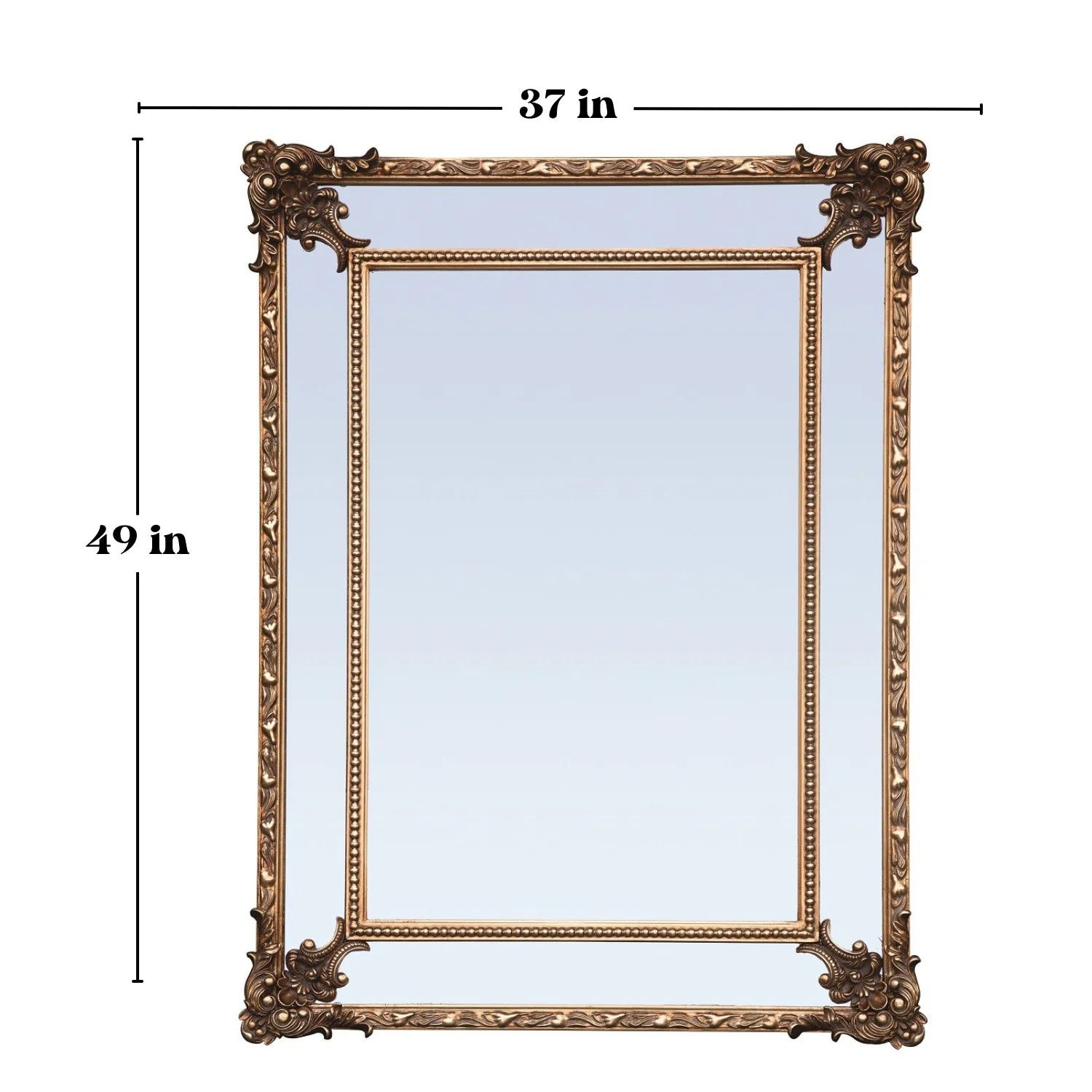 FFPEG Rectangular Baroque Style Antique Gold Mirror - Traditional Old-World Charm -Home Decor