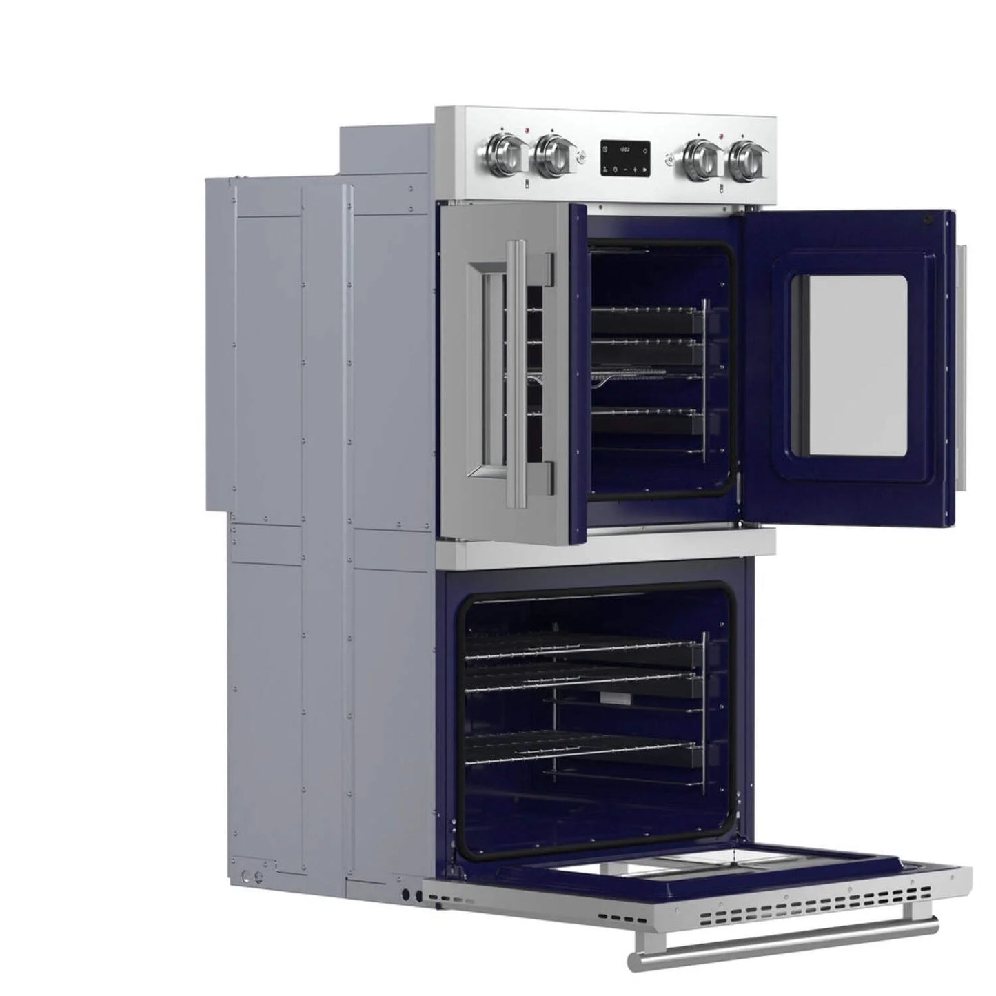 Forno Gallico 30-Inch Electric French Door Double Oven, Stainless Steel, Convection Cooking, Touch Control Panel, Self-Cleaning Function