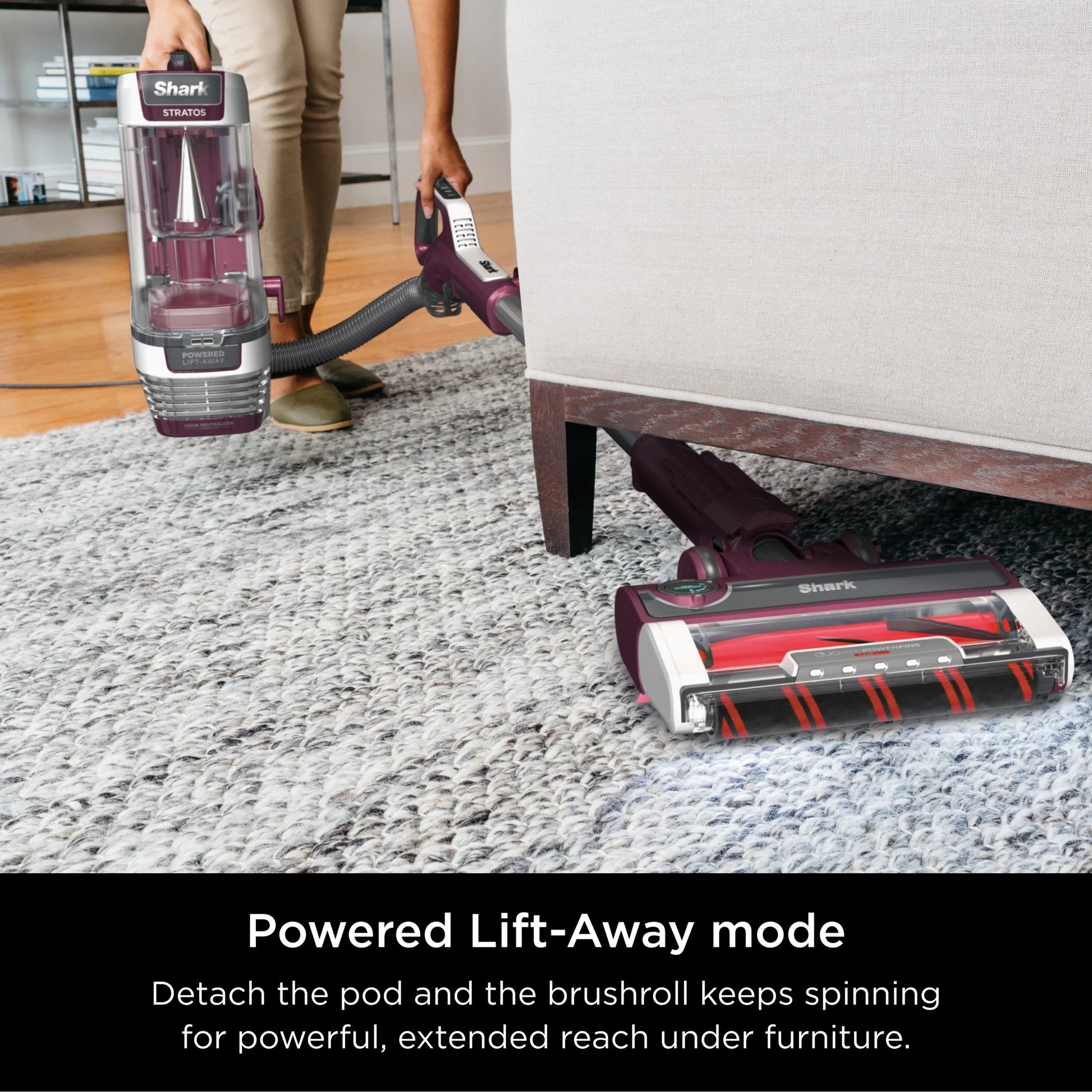 Shark Upright Vacuum, Stratos, Pet Friendly, Bagless, Ultra Powerful Suction, Hard Floor and Carpet, DuoClean PowerFins HairPro, Self-Cleaning Brushroll, Odor Neutralizer Technology, AZ3000, Burgundy