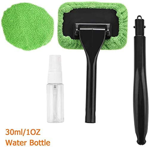 Windshield Cleaner, Microfiber Car Windshield Cleaning Tool and Washable Microfiber Pads and Extendable Handle Auto Inside Glass Wiper Kit