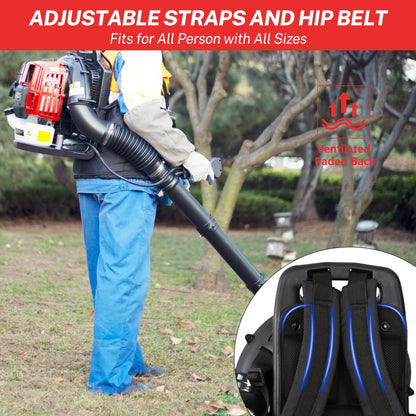 SYNGAR Gas Backpack Leaf Blower, 52CC 2-Cycle Leaf/Snow Blower with Extension Tube, for Dust Cleaning, Snow Blowing, Backyard, Garden, Work Around the House, Not for Sale in California, D5480