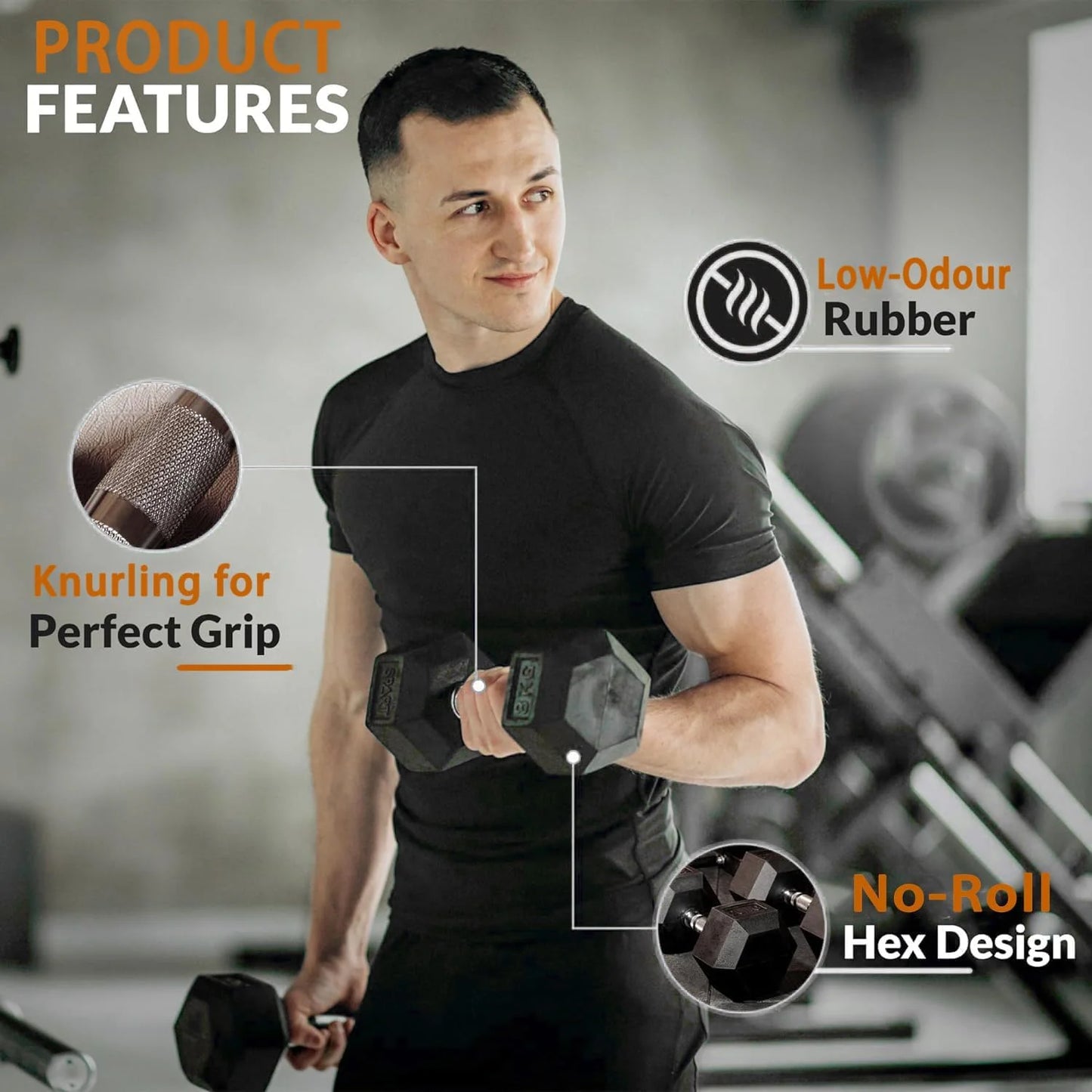 350 lbs Hex Dumbbell Set with Rack, 5-50 lbs Pairs - Rubber Coated Iron Weights for Home Gym, Strength Training & Muscle Building
