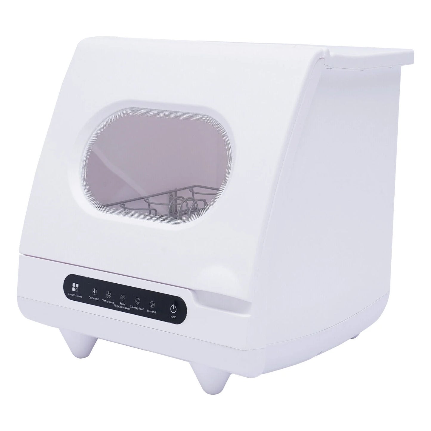 White 800W Dishwasher for Cleaning Vegetables and Fruits 15.6*15.4*16.9in Wash 6 Sets of Tableware at Once