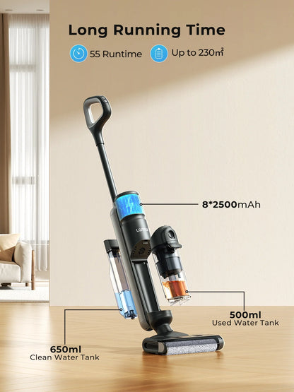 Laresar M3 Cordless Wet Dry Vacuum Mop, 55Min Multi-Surface Cordless Floor Washer 3 in 1 Self-Cleaning Vacuum Mop Hard Floor Cleaners