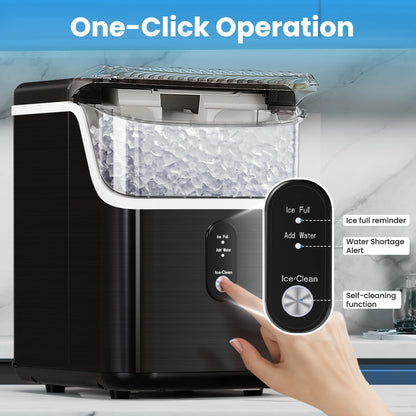Auseo Nugget Ice Maker Countertop, Pebble Ice Maker Machine with 35lbs/24H Soft Ice, Self-Cleaning, for Home/Kitchen/Office (Black)