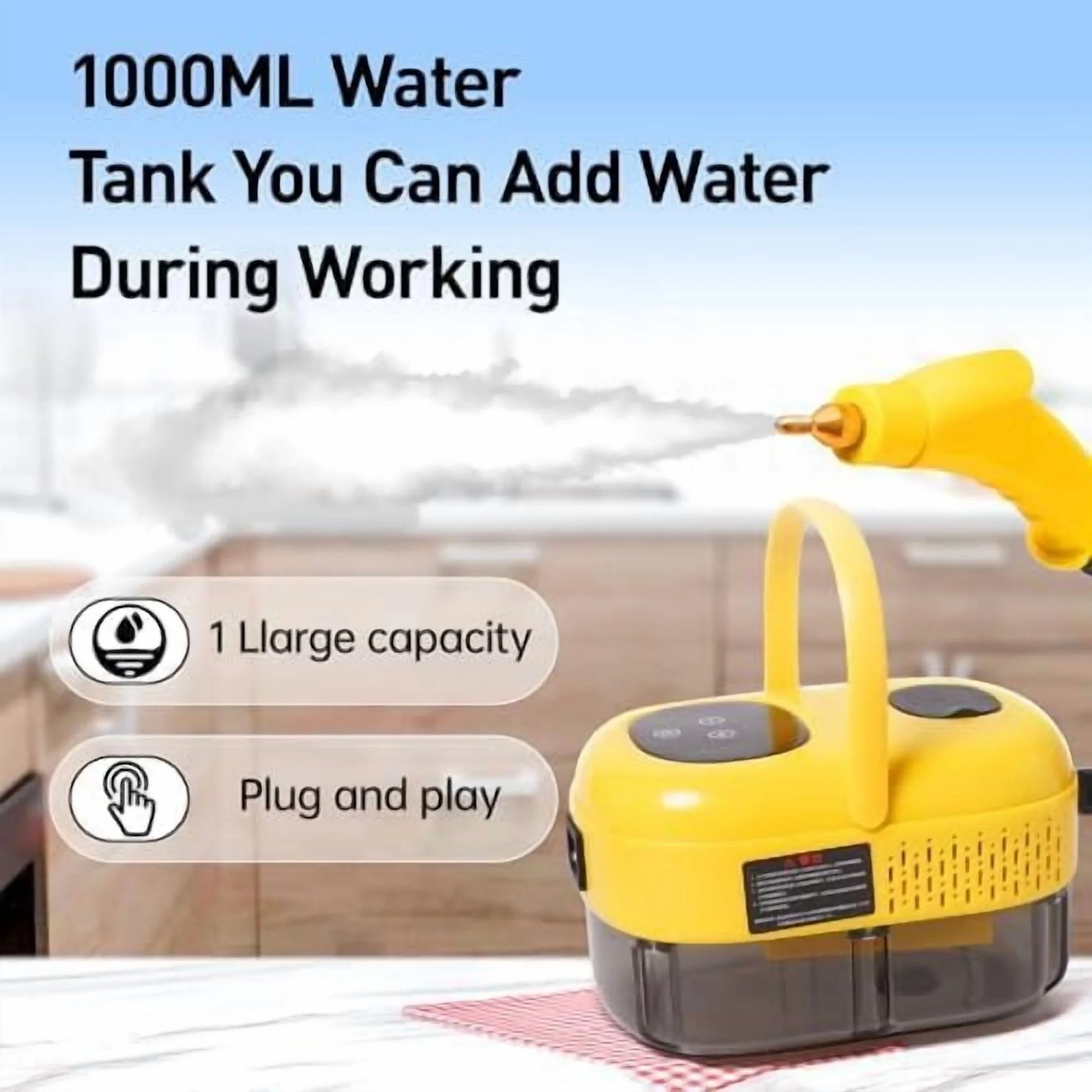 2500W Portable Steam Cleaner, Steam Shot Cleaner Handheld Steamer for Car Detailing, High Heat Cleaning Machine with Brush Heads for Bed Bugs Furniture Kitchen Bathroom Grout and Tile