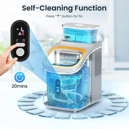 Auseo 45lbs/24H Ice Maker Countertop, 1.5+0.5L Large Water Tank, Cube Ice, Self-Cleaning, 24H Timer, Customizable Ice Making Time, Black