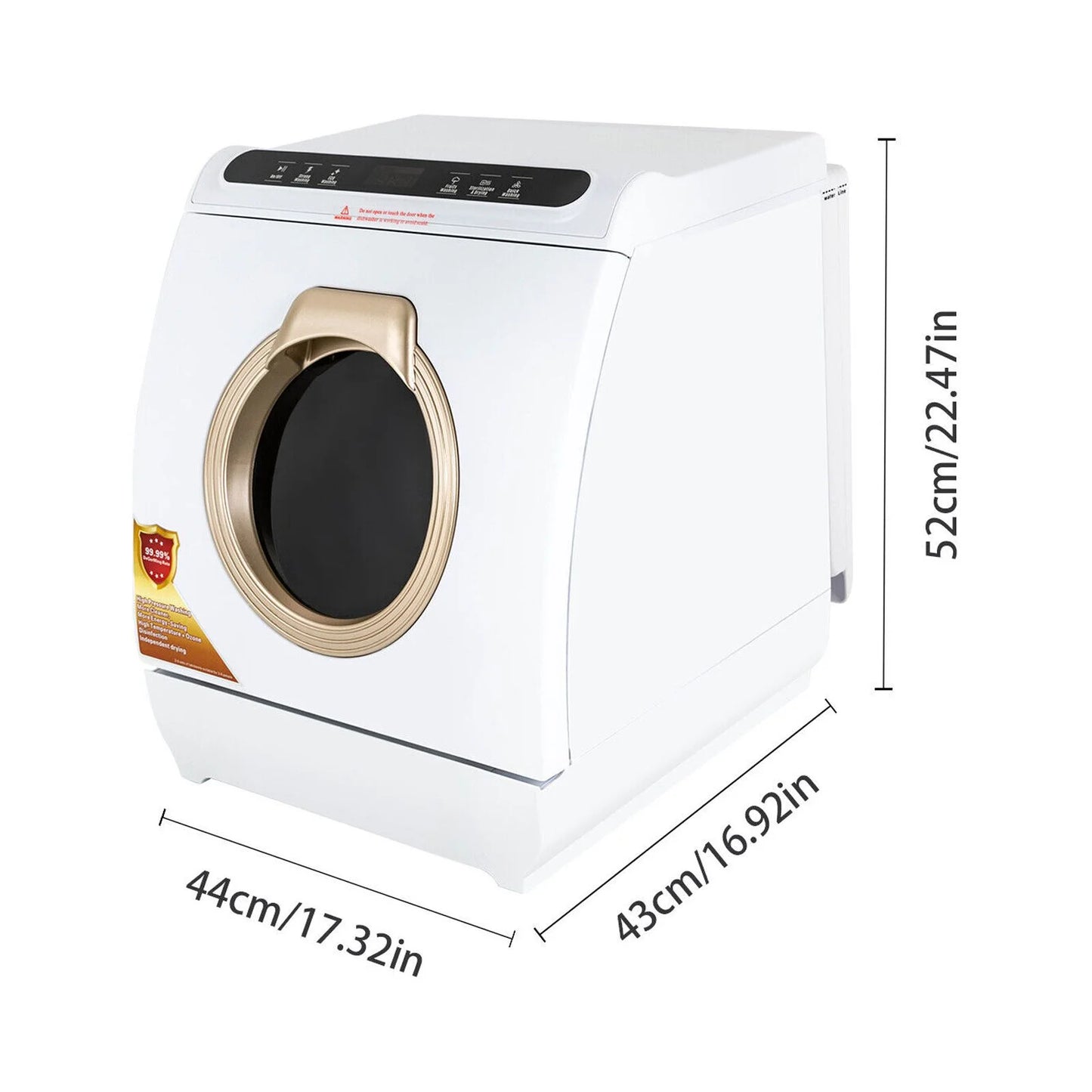 SHZICMY Portable Countertop Dishwasher Air Drying 5 Programs w/ 7L Water Tank Deep Cleaning