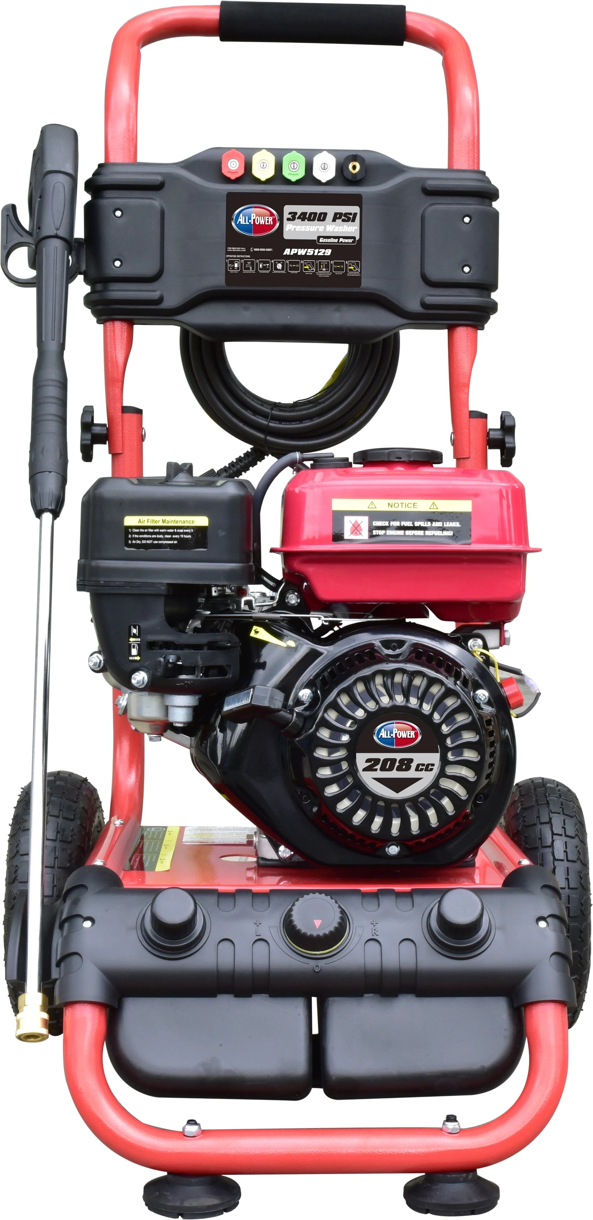 All Power 3400 PSI 2.6 GPM Gas Pressure Washer, 5 Adjustable Nozzles, 30 ft High Pressure Hose, Power Washer for Outdoor Cleaning, APW5129