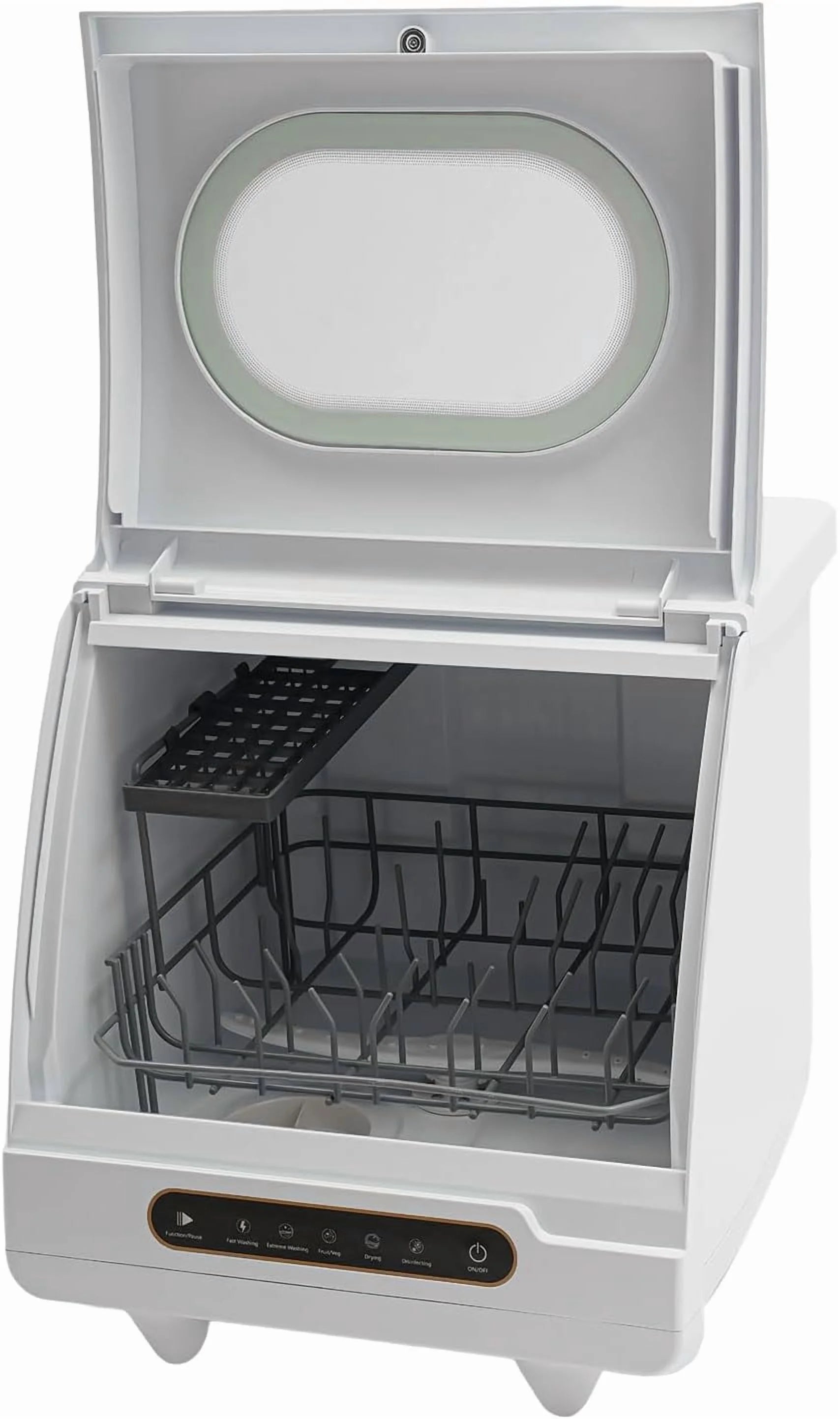 Portable Countertop Dishwasher, 1200W Mini Dishwasher with 12 Water Outlets and 360�� Spraying Cleaning, White Fully Automatic Dishwashing Machine for Homes, Dormitories, Recreational Vehicle