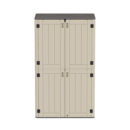 Wooflex 6.7 ft Tall Garage Cabinet with Lockable Double Doors, Resin Storage for Cleaning Supplies, Vacuums, Portable Household Organizer, Woodgrain Brown