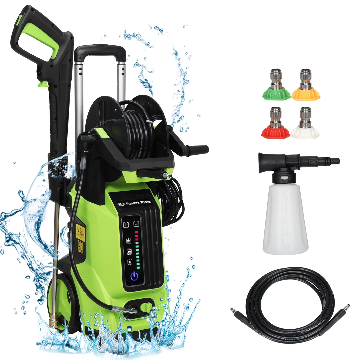 Ktaxon Electric Pressure Washer 3380 PSI Max 2 GPM Portable Power Washer with 4 Quick Connect Nozzles & Foam Cannon, for Cars, Driveways, Patios, Home and Floor Cleaning