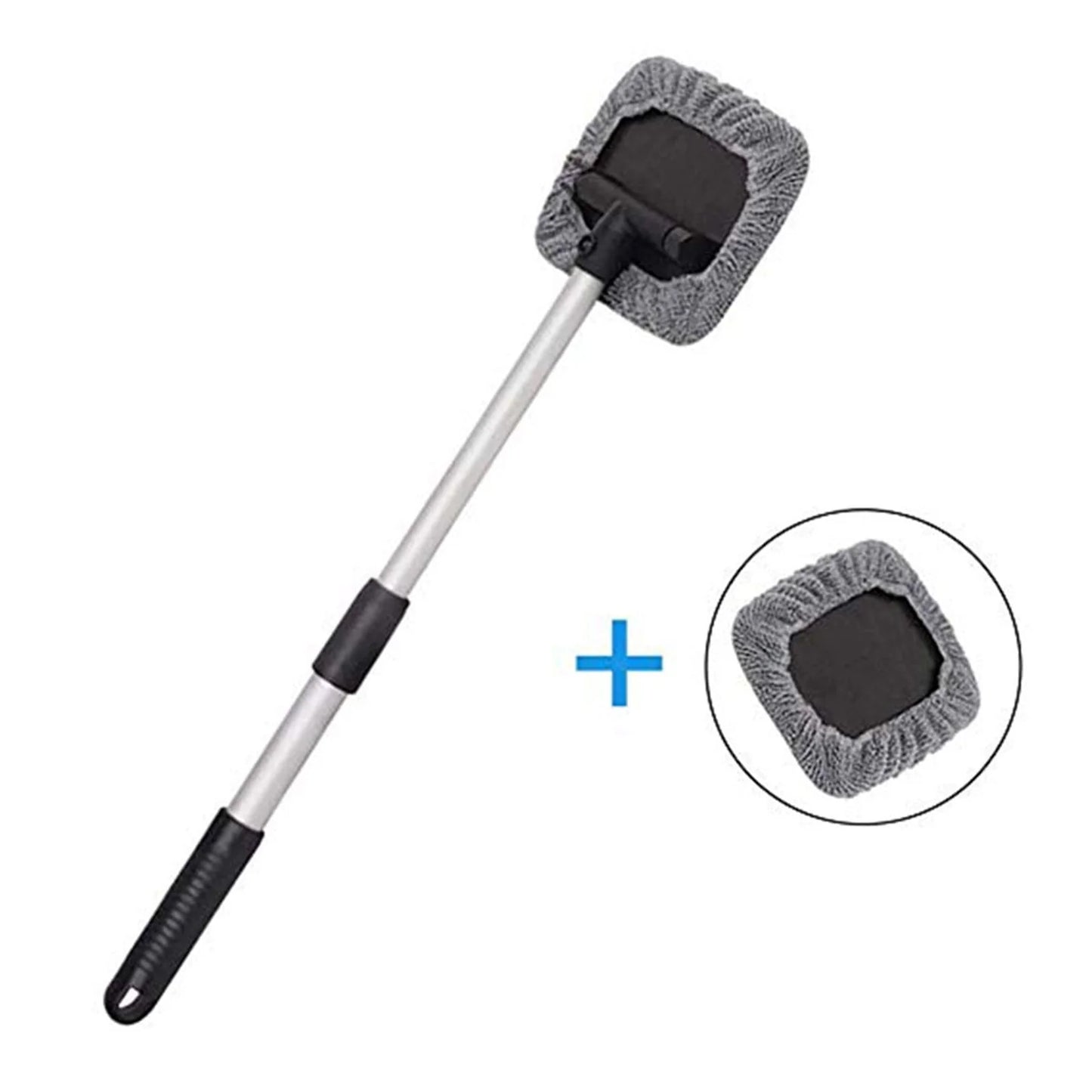 Lingouzi Car Cleaning Brush,extendable Windshield Cleaning Tool, Strong Absorbent Car Window Cleaner with 2 Pcs Washable Pads , Multifunctional Use Windshield Cleaner Tool Kit