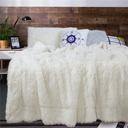 Junovo Super Soft Throw Blanket for Bed, Fluffy Cozy Plush Light Blanket, Washable Warm Furry Throw Blanket for Couch Sofa Chair Home Decor, 50"x60" ,Cream White