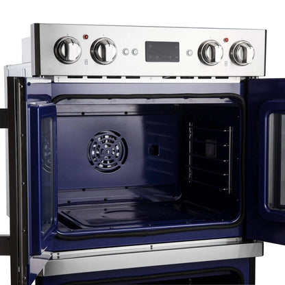 Forno Gallico 30-Inch Electric French Door Double Oven, Stainless Steel, Convection Cooking, Touch Control Panel, Self-Cleaning Function