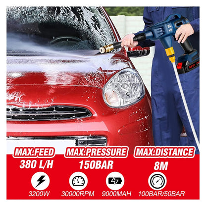 150Bar Brushless Electric Spray Gun 3200W High Pressure Water Cleaning Machine Garden Cleaning Tools For 18V Battery