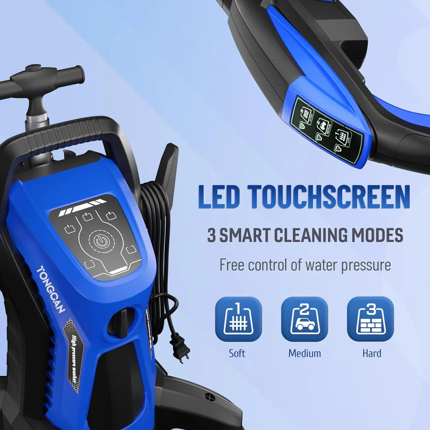 Electric Pressure Washer 5000PSI-Max 3.2GPM Power Washer Electric Powered with Upgrade Spray Handle Smart Control and 4 Anti-Tipping Wheels for Effortlessly Cleaning Blue