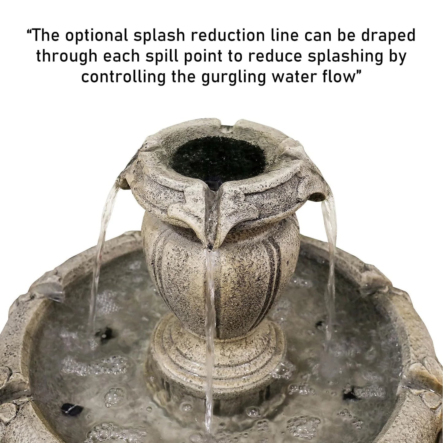 48�?H Outdoor Floor Water Fountain, 3-Tiers Concrete Water Fountain with Submersible Electric Pump - Garden Cascading Waterfall for Yard Patio Lawn Home Decor