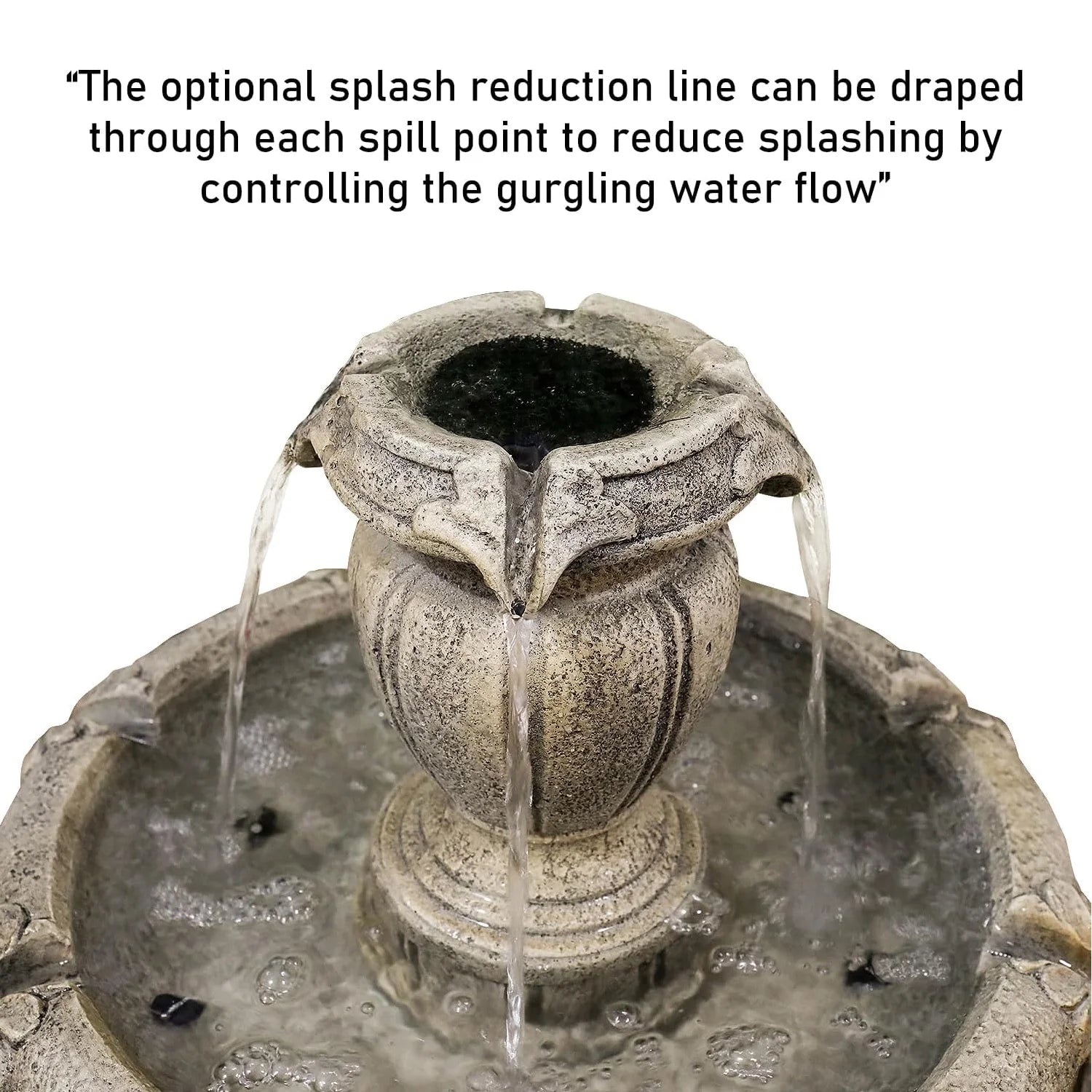 48�?H Outdoor Floor Water Fountain, 3-Tiers Concrete Water Fountain with Submersible Electric Pump - Garden Cascading Waterfall for Yard Patio Lawn Home Decor
