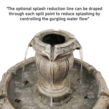 48�?H Outdoor Floor Water Fountain, 3-Tiers Concrete Water Fountain with Submersible Electric Pump - Garden Cascading Waterfall for Yard Patio Lawn Home Decor