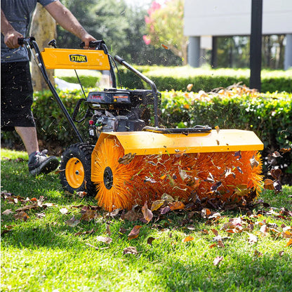 Stark 31" Walk Behind Gas Power Sweeper Dirt Debris Cleaning Path 196cc 7HP Gas Engine - for Leaves, Dirt, and Gravel