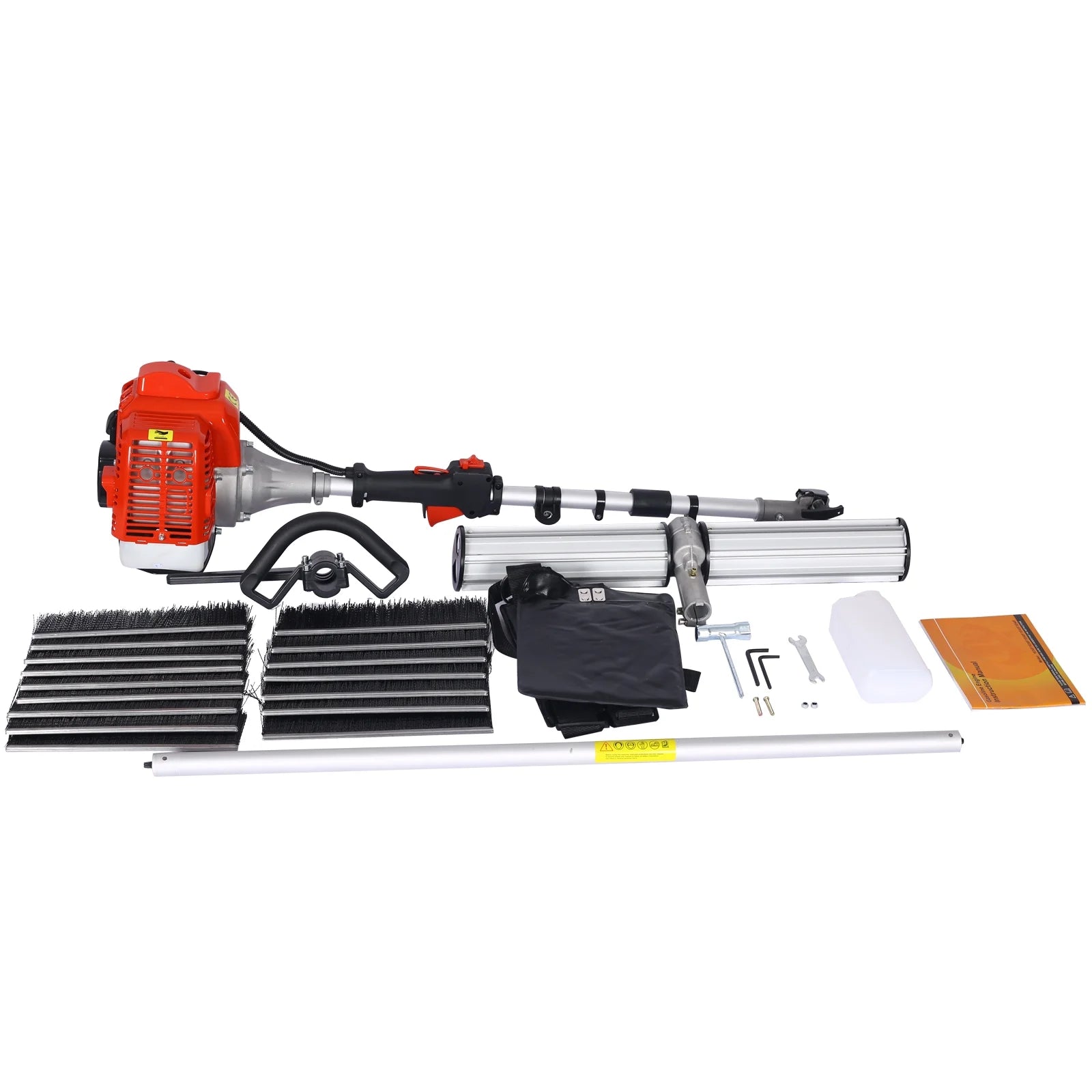 52CC 2-Stroke Broom Sweeper, Walk Behind Handheld Gas Powered Snow Sweeper, Brush Broom Sweeping Machine for Garden Lawn Yard Sidewalk Driveway Snow Cleaning, Broom Brush 24x9" EPA, D9025