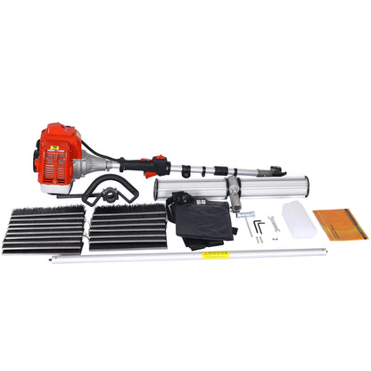 52CC 2-Stroke Broom Sweeper, Walk Behind Handheld Gas Powered Snow Sweeper, Brush Broom Sweeping Machine for Garden Lawn Yard Sidewalk Driveway Snow Cleaning, Broom Brush 24x9" EPA, D9025