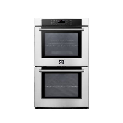 Forno Villarosa 30-Inch Built-In Double Wall Oven, Stainless Steel, Convection Cooking, Touch Control Panel, Self-Cleaning Function