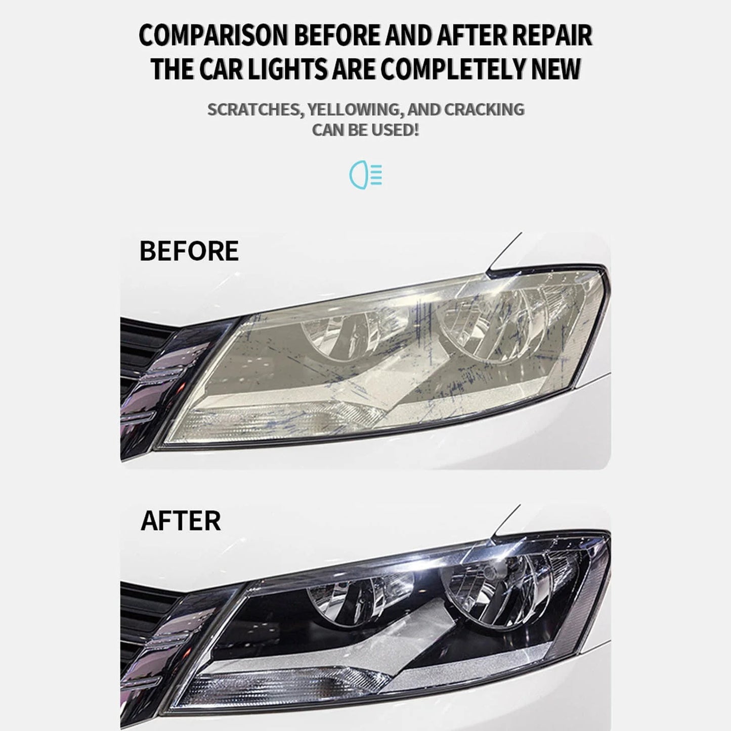 lulshou Car Headlight Restoration Spray, Headlight Restorer Liquid Spray, Headlamp Brightener Car Care Repair Kit, UVResistant & Effective Headlight Coating Spray 120ML Cleaning Supplies