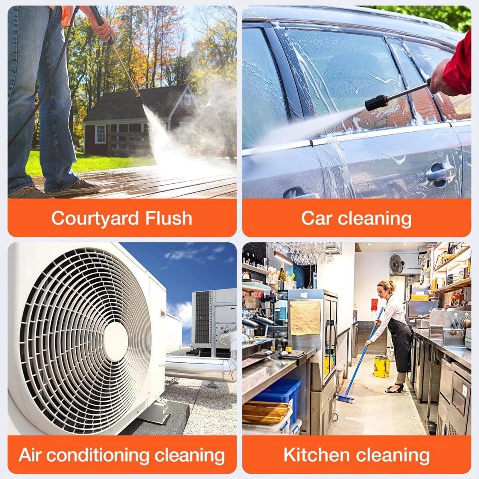 Suzicca Cordless Pressure Washer, 6 in 1 Power Cleaner, 50PSI, Battery and Charger Included for Car Detailing, Fence, Floor Cleaning, Plant