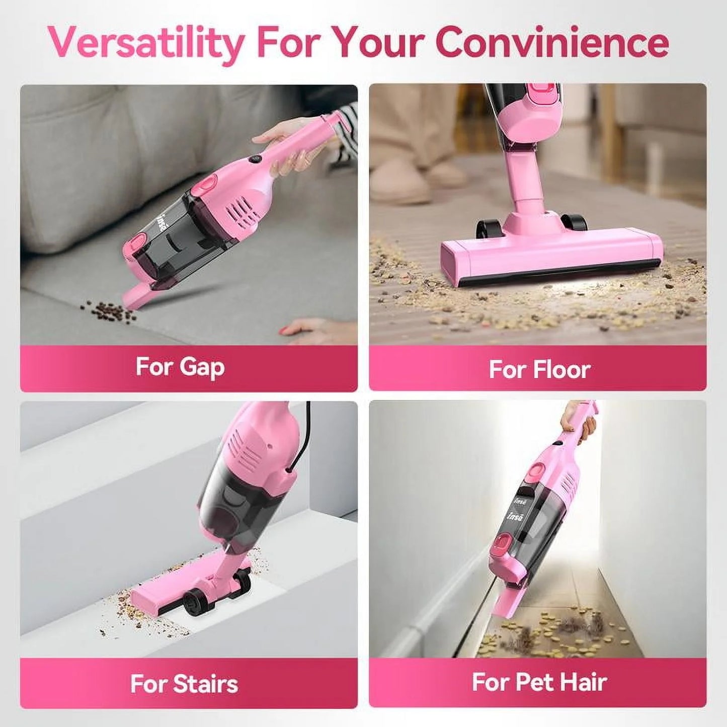 "INSE R6X Corded Stick Vacuum - 15KPa/600W, Ultra-Lightweight - Bagless Upright + Handheld for Hard Floors/Carpet/Pet Hair/Car Cleaning"