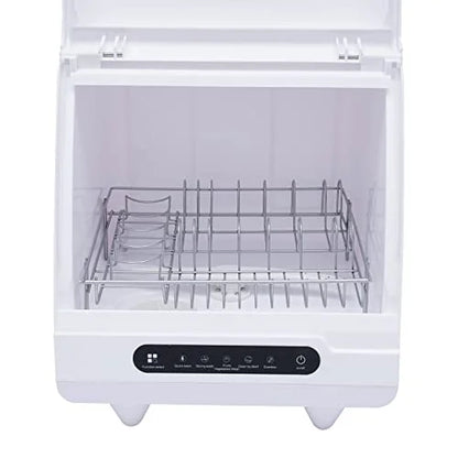 White Desktop Dishwasher, 1200W Compact Automatic Dishwasher, 5 Washing Programs Display 360�� Spray Arm, 72 �� C Hot Water Rotary Cleaning, Suitable for Apartment/Office/Kitchen/RV