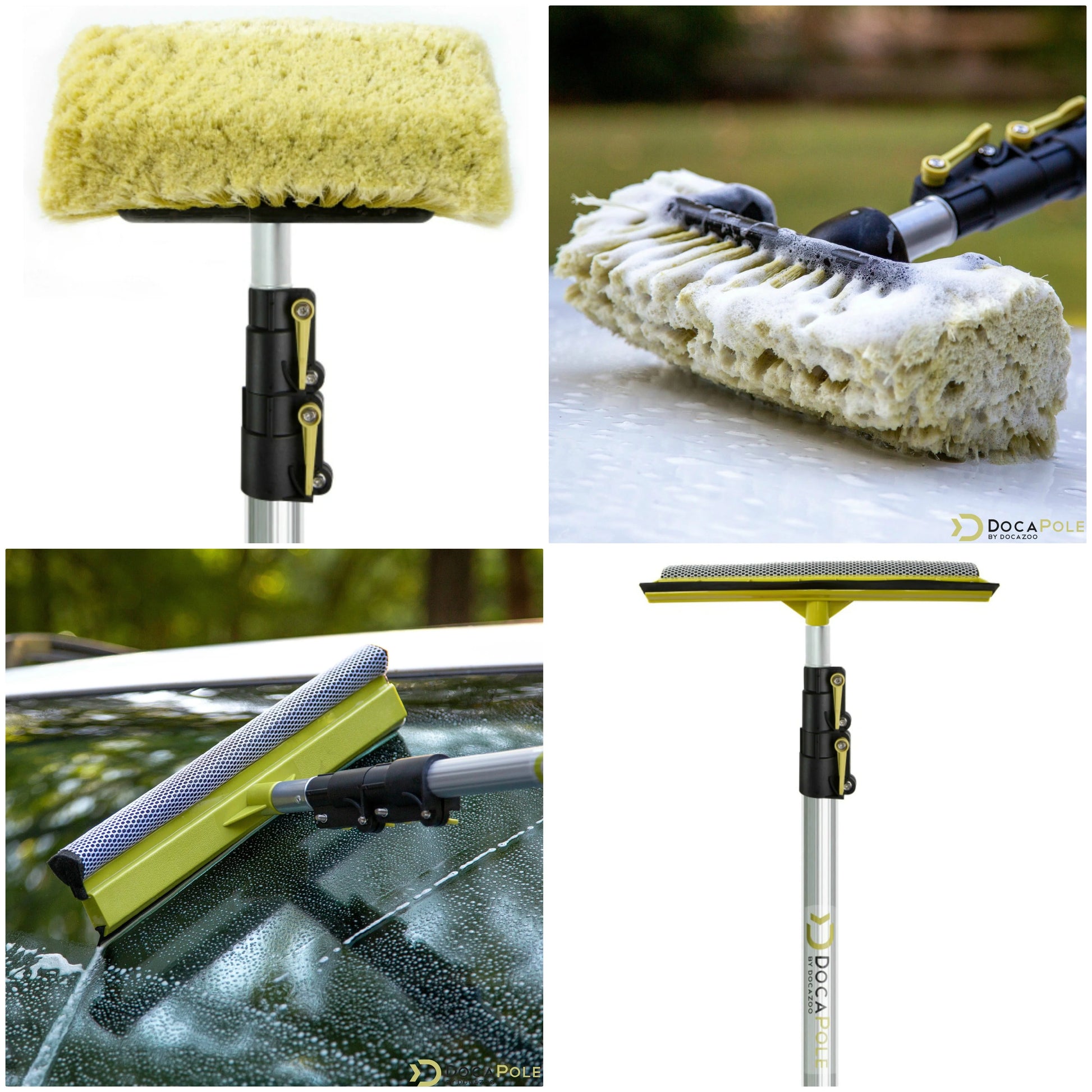 DocaPole Car Cleaning Kit: Car Wash Kit with 5-12’ Extension Pole & Soft Brush, Car Squeegee, Car Wash Mitt (2X), Microfiber Cleaning Head