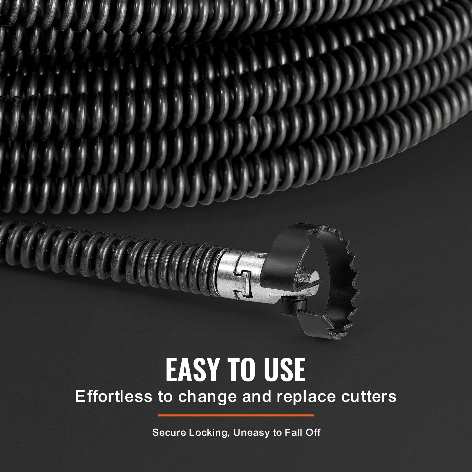 KFFKFF 100FTx5/8In & 7 Cutouts Drain Cleaning Cable for 0.8"-3.9" Pipes