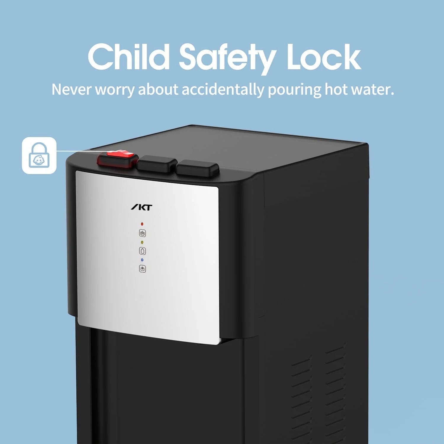IKT Bottom Load Water Dispenser for 3-5 Gallon Bottle UV Self Cleaning Hot Cold and Room with Child Safety Lock