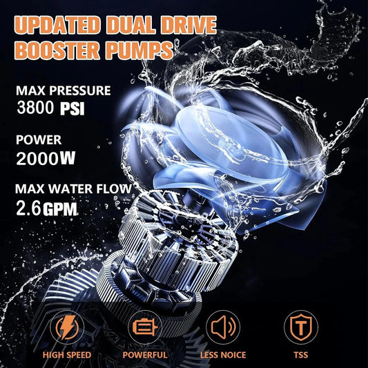 Electric Pressure Washer, 3800PSI 2.6 GPM Power Washer Machine with Hose Reel,4 Quick Connect Nozzles, Foam Cannon, for Cars, Patios, and Floor Cleaning,Orange