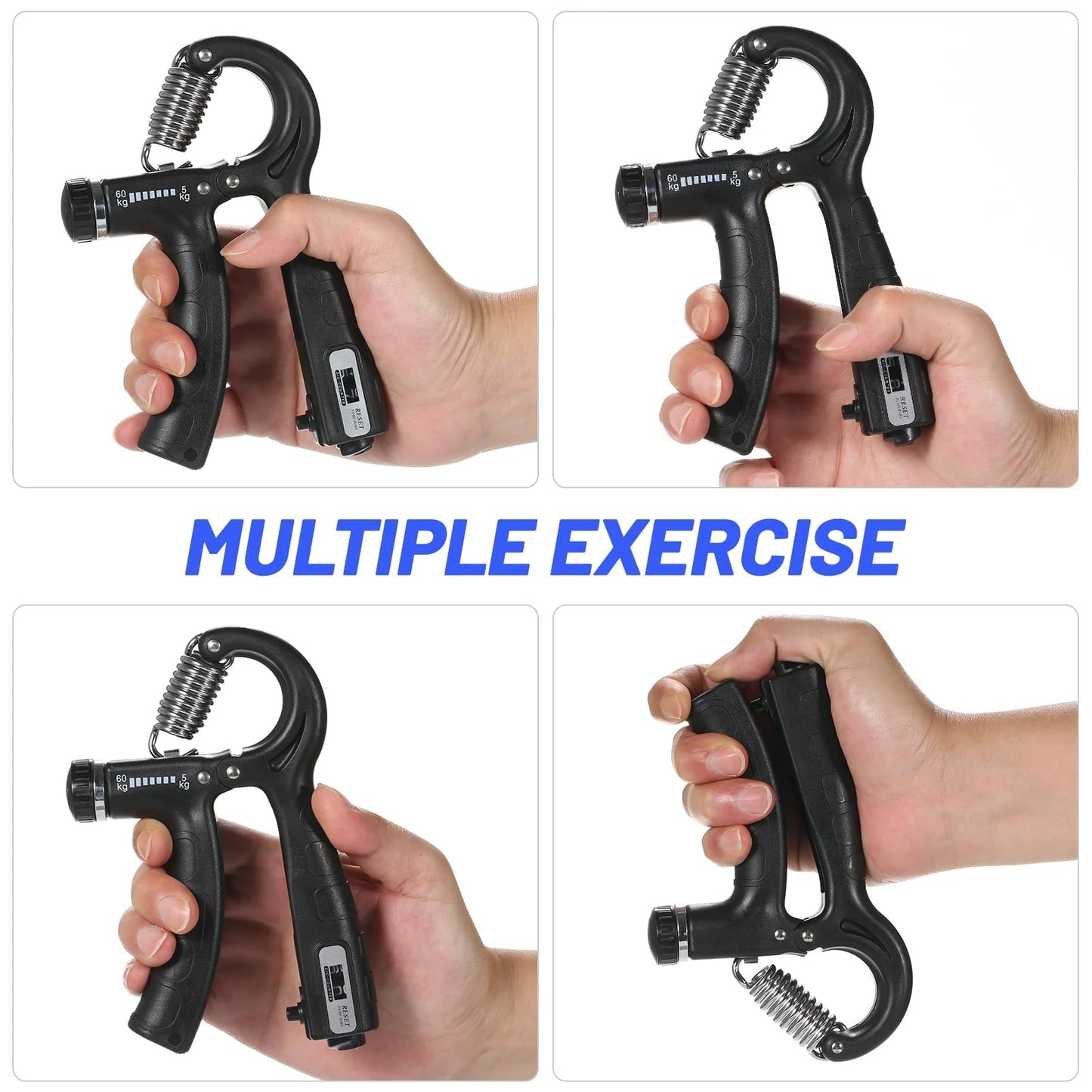 CACAGOO 2pcs Hand Grip Strengthener with Counter 5-60kg Adjustable Resistance Fitness Hand Exerciser for Muscle Building Wrist Training