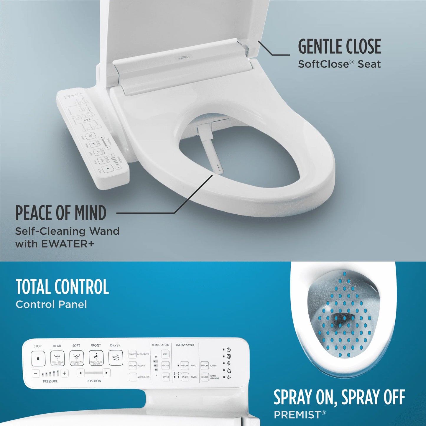 TOTO? WASHLET? C2 Electronic Bidet Toilet Seat with PREMIST and EWATER+ Wand Cleaning, Elongated, Cotton White - SW3074#01