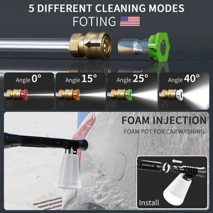 FOTING Electric Pressure Washer, 4500 PSI 3.2 GPM Power Washer with 4 Quick Connect Nozzles, High Pressure Cleaning Machine with Foam Cannon for Cars/Fences/Driveways/Patios/Home Cleaning