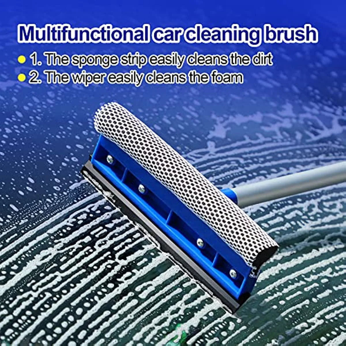 Car Wash Brush Kit with 41" Long Handle,5 in 1 Car Cleaning Mop,Microfiber Car Wash Brush,Glass Scrubber Vehicle Cleaner Kit,Blue