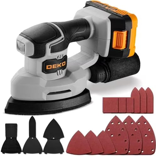 Cordless Detail Sander: Multi-Function Mouse Sander Electric Sander Tool Palm Sanders with Dust Collector, 3 Additional Attachments&12pcs Sandpapers for Home Decoration