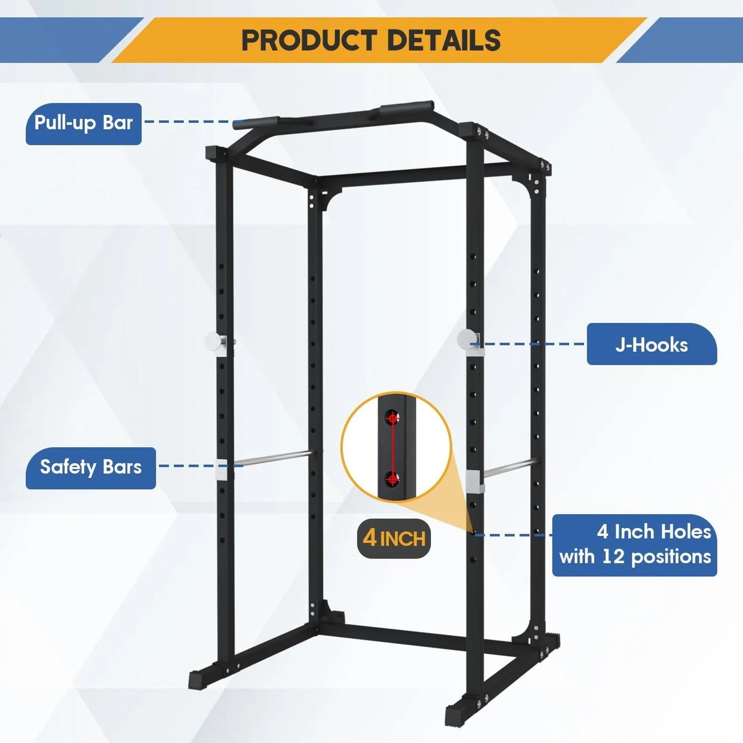 Dkelincs Squat Rack Power Cage - Multi-Function Power Rack, Weight Lifting Workout Station with Adjustable Cable Crossover System for Strength Training and Muscle Building