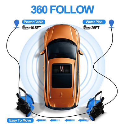 Electric Pressure Washer 4800PSI-Max 2.9GPM Pressure Washer with 25 Foot Hose, 16.4 Foot Power Cord, Soap Tank Car Wash Machine Blue Ideal Cleaning for Patio