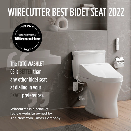 TOTO® WASHLET® C5 Electronic Bidet Toilet Seat with PREMIST and EWATER+ Wand Cleaning, Elongated, Cotton White - SW3084#01