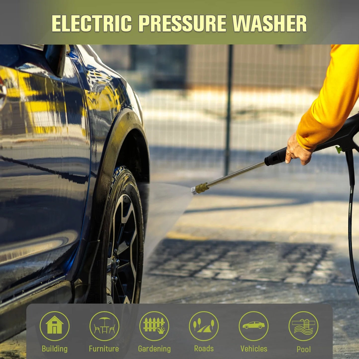Electric Pressure Washer 4800PSIMax 2.9GPM Pressure Washer with 25 Ft Hose, 16.4 Ft Power Cord, Soap Tank Car Wash Machine Blue Ideal Cleaning for pool, Car, Patio