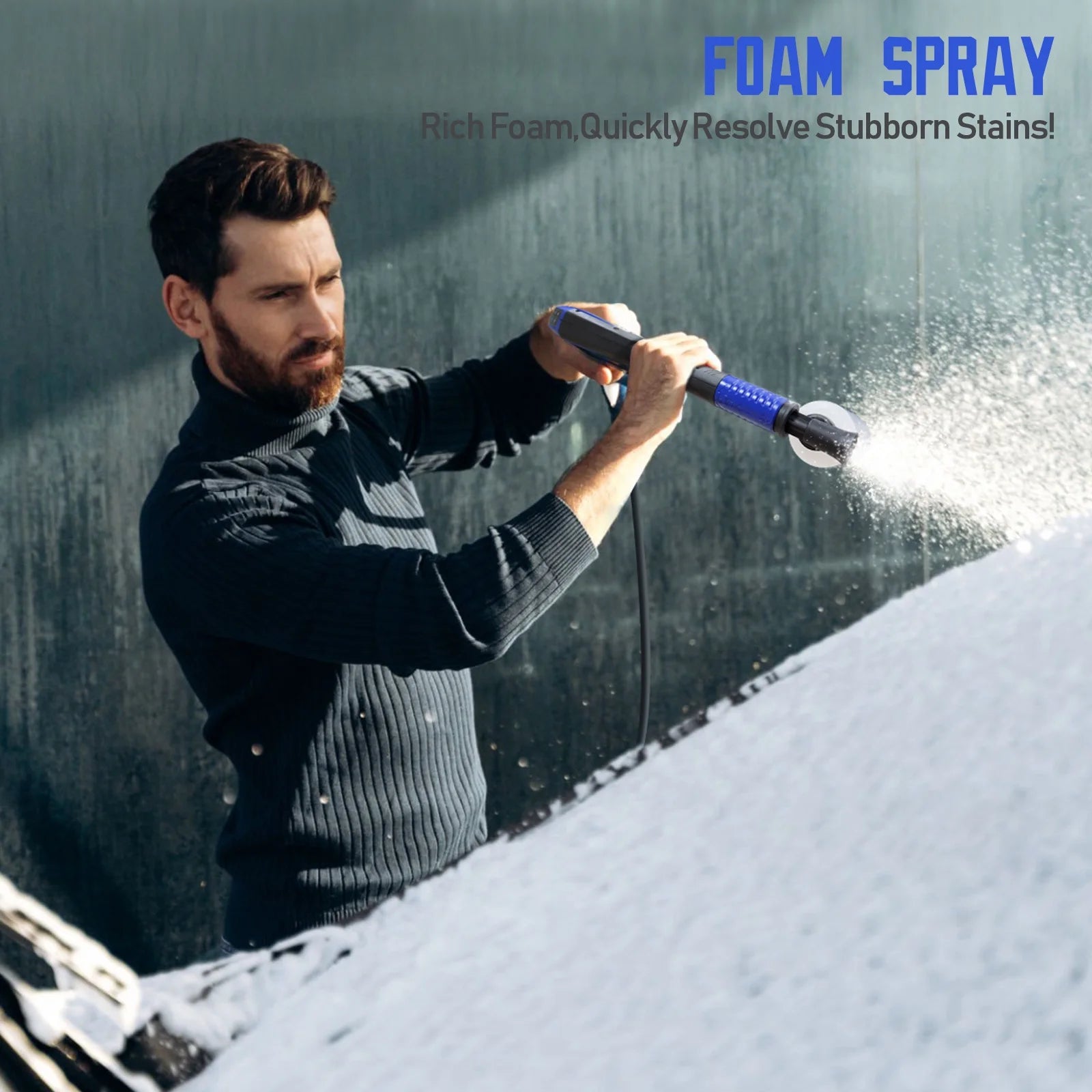 Electric Pressure Washer 5000PSI-Max 3.2GPM Power Washer Electric Powered with Upgrade Spray Handle Smart Control and 4 Anti-Tipping Wheels for Effortlessly Cleaning Blue
