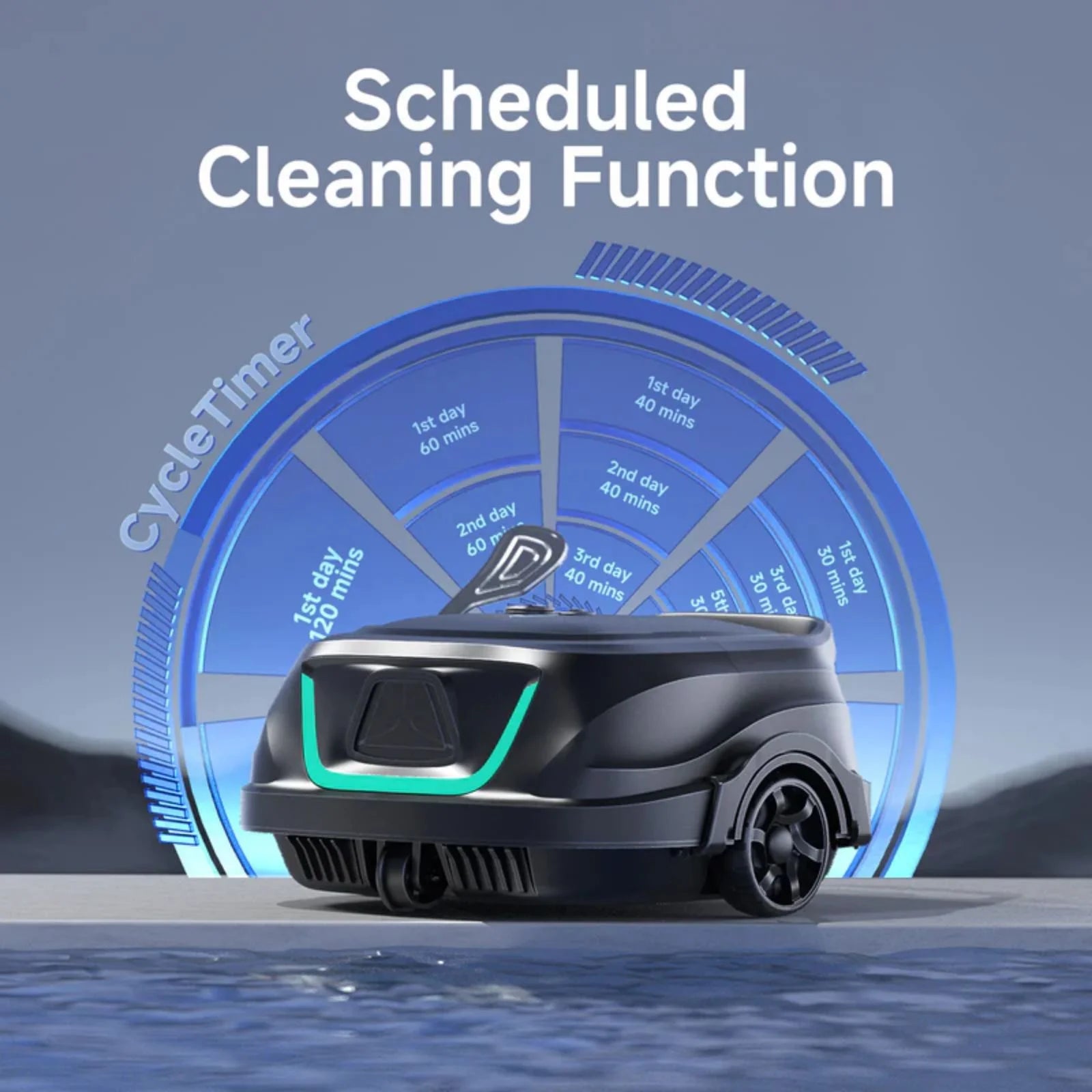 2025 New Upgraded WYBOT A1 Cordless Robotic Pool Vacuum Cleaner - Floor-Only Cleaning for Above Ground Flat-Bottom Pools (Up to 1,076 sq. ft), 120-Min Runtime, Black Green